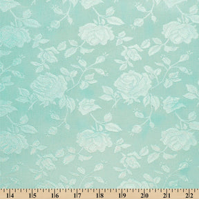 Rose Jacquard Satin Fabric Image SV578466 Aqua Blue A9