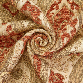 Spade Damask Chenille Upholster Brocade Jacquard Fabric SV579876 Beige / Rust 2