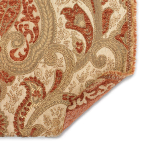 Spade Damask Chenille Upholster Brocade Jacquard Fabric SV579876 Beige / Rust 3
