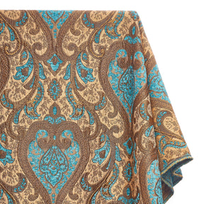 Spade Damask Chenille Upholster Brocade Jacquard Fabric SV579879 Beige / Turquoise 1