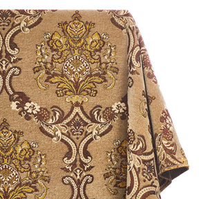 Victorian Damask Metallic Chenille Upholstery Brocade Jacquard Fabric SV579881 Tan / Burgundy 1