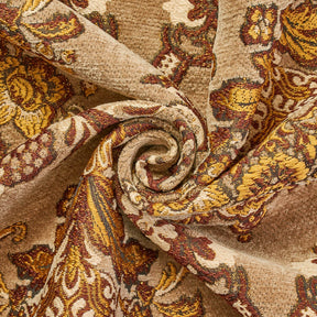 Victorian Damask Metallic Chenille Upholstery Brocade Jacquard Fabric SV579881 Tan / Burgundy 2