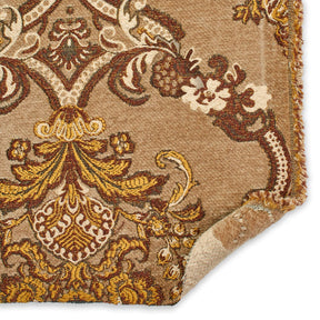 Victorian Damask Metallic Chenille Upholstery Brocade Jacquard Fabric SV579881 Tan / Burgundy 3