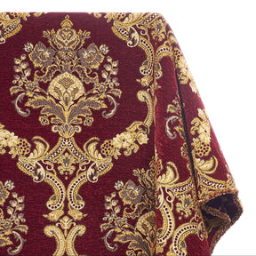 Victorian Damask Metallic Chenille Upholstery Brocade Jacquard Fabric SV579882 Burgundy / Gold 1