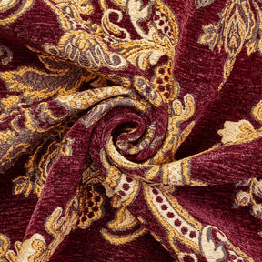Victorian Damask Metallic Chenille Upholstery Brocade Jacquard Fabric SV579882 Burgundy / Gold 2