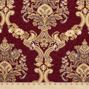 Victorian Damask Metallic Chenille Upholstery Brocade Jacquard Fabric SV579882 Burgundy / Gold 4