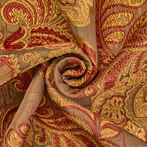 Floral Chenille Upholstery Brocade Jacquar Fabric SV579887 Brown / Burgundy 2