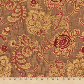 Floral Chenille Upholstery Brocade Jacquar Fabric SV579887 Brown / Burgundy 4