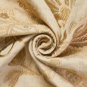 Floral Chenille Upholstery Brocade Jacquar Fabric SV579888 Ivory / Tan 2