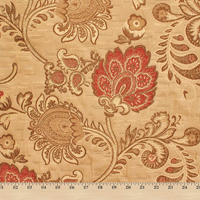Floral Chenille Upholstery Brocade Jacquar Fabric SV579889 Gold / Red 4