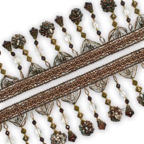 Beaded Pom Ball Tassel Fringe Trim SV579894 Brown 2