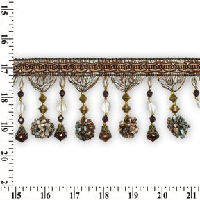 Beaded Pom Ball Tassel Fringe Trim SV579894 Brown 3