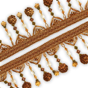 Beaded Pom Ball Tassel Fringe Trim SV579896 Bronze 2