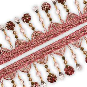 Beaded Pom Ball Tassel Fringe Trim SV579897 Pink 2