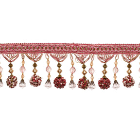 Beaded Pom Ball Tassel Fringe Trim SV579897 Pink 1