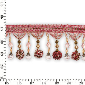 Beaded Pom Ball Tassel Fringe Trim SV579897 Pink 3