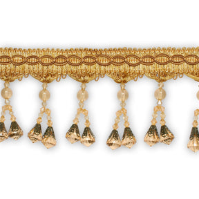 Dual Beaded Rhinestone Tassel Fringe Trim SV579903 Gold 1