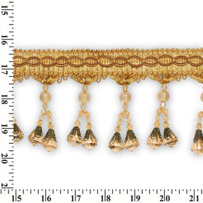 Dual Beaded Rhinestone Tassel Fringe Trim SV579903 Gold 3