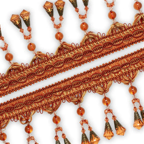 Dual Beaded Rhinestone Tassel Fringe Trim SV579904 Rust 2