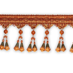 Dual Beaded Rhinestone Tassel Fringe Trim SV579904 Rust 1