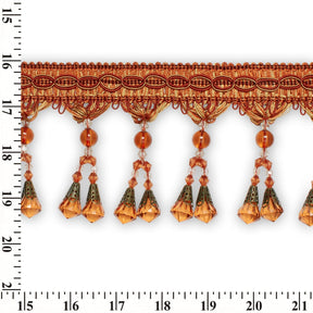 Dual Beaded Rhinestone Tassel Fringe Trim SV579904 Rust 3