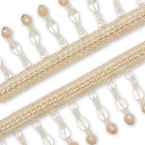 Large Teardrop Beaded Rhinestone Tassel Fringe Trim SV579906 Ivory 2