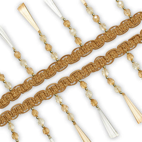 Tapered Baguette Rhinestone Tassel Fringe Trim SV579909 Gold 2
