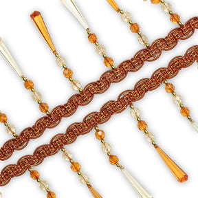 Tapered Baguette Rhinestone Tassel Fringe Trim SV579910 Rust 2