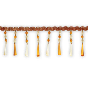 Tapered Baguette Rhinestone Tassel Fringe Trim SV579910 Rust 1