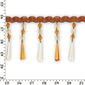 Tapered Baguette Rhinestone Tassel Fringe Trim SV579910 Rust 3
