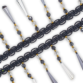 Tapered Baguette Rhinestone Tassel Fringe Trim SV579911 Navy Blue 2