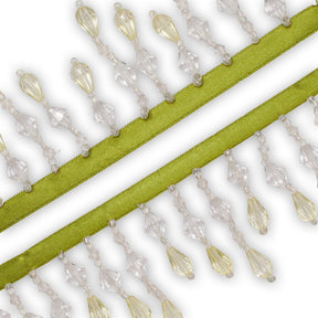 Small Teardrop Beaded Rhinestone Tassel Fringe Trim SV579913 Olive 2