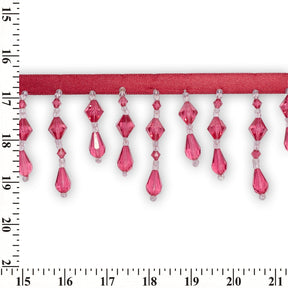 Small Teardrop Beaded Rhinestone Tassel Fringe Trim SV579915 Fuchsia 3