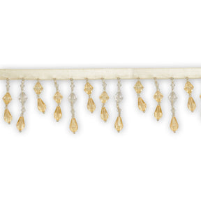 Small Teardrop Beaded Rhinestone Tassel Fringe Trim SV579916 Light Yellow 1