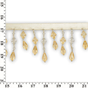 Small Teardrop Beaded Rhinestone Tassel Fringe Trim SV579916 Light Yellow 3