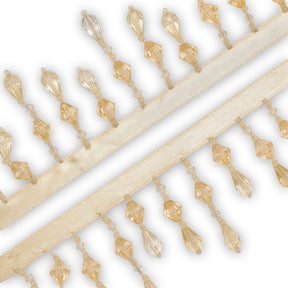 Small Teardrop Beaded Rhinestone Tassel Fringe Trim SV579917 Champagne 2