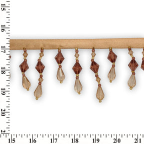 Small Teardrop Beaded Rhinestone Tassel Fringe Trim SV579918 Tan 3