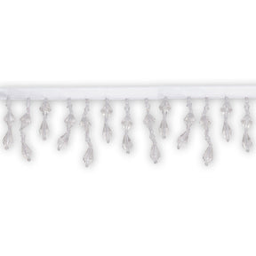 Small Teardrop Beaded Rhinestone Tassel Fringe Trim SV579920 White 1
