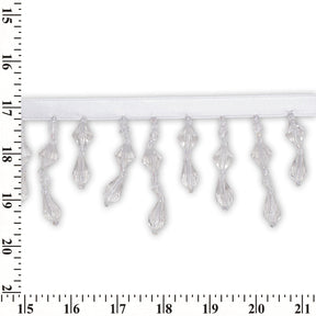 Small Teardrop Beaded Rhinestone Tassel Fringe Trim SV579920 White 3