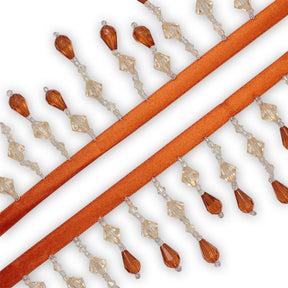 Small Teardrop Beaded Rhinestone Tassel Fringe Trim SV579921 Orange 2