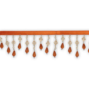 Small Teardrop Beaded Rhinestone Tassel Fringe Trim SV579921 Orange 1
