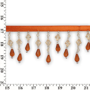 Small Teardrop Beaded Rhinestone Tassel Fringe Trim SV579921 Orange 3