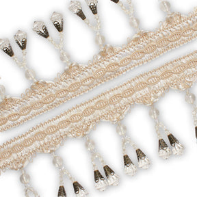 Dual Beaded Rhinestone Tassel Fringe Trim SV579922 Ivory 2