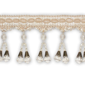Dual Beaded Rhinestone Tassel Fringe Trim SV579922 Ivory 1