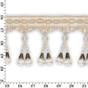 Dual Beaded Rhinestone Tassel Fringe Trim SV579922 Ivory 3