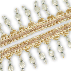 Ornamental Beaded Rhinestone Tassel Fringe Trim SV579924 Ivory 2