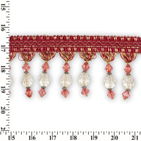 Ornamental Beaded Rhinestone Tassel Fringe Trim SV579927 Bugundy / Gold 3