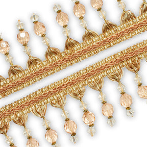 Ornamental Beaded Rhinestone Tassel Fringe Trim SV579929 Light Yellow 2