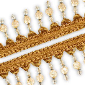 Ornamental Beaded Rhinestone Tassel Fringe Trim SV579930 Gold 2