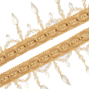 Pear Drop Beaded Rhinestone Tassel Fringe Trim SV579931 Light Yellow 2